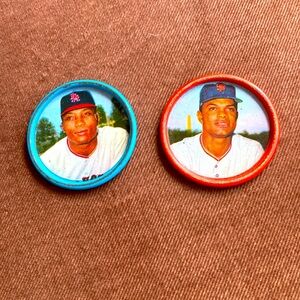 1960s Salada Tea metal collector coins. Felipe Alou. Leon Wagner.